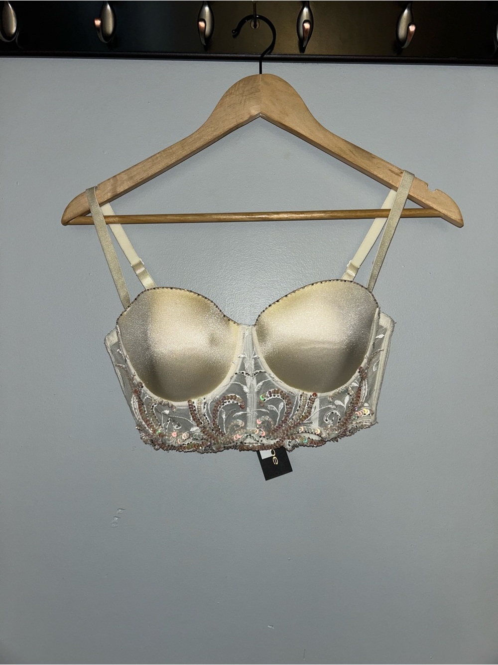 bebe Cream Sequin-Trim Bralette